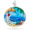 Santa Hat Relaxing at Beach Glass Ball Christmas Ornament 4 Inches